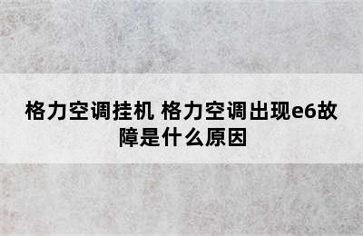 格力空调挂机 格力空调出现e6故障是什么原因